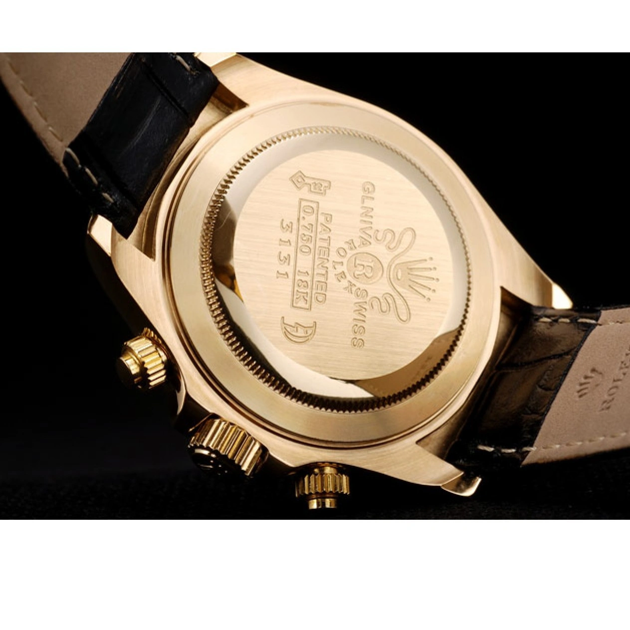 Black Gold Bezel Daytona Crystal Rolex Dial Studded Case 1013